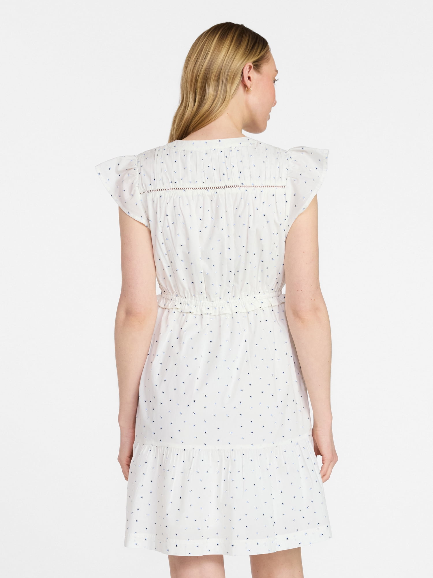 Time and Tru Women's Cotton Flutter Sleeve Mini Dress, Sizes XS-XXXL
