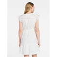 thumbnail image 4 of Time and Tru Women's Cotton Flutter Sleeve Mini Dress, Sizes XS-XXXL, 4 of 6