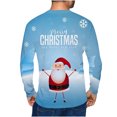 thumbnail image 3 of IROINNID Christmas Long Sleeve Shirt for Men Funny Xmas Print Crewneck Holiday Vacation Tops Mens Santa Shirt,Light Blue, 3 of 5