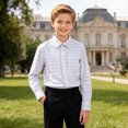 thumbnail image 2 of Mnyotv Boys Girls School Uniform Shirts Long Sleeve Button Down Polo Classic Plaid Shirt for Teens Size 5-6 Y, 2 of 6
