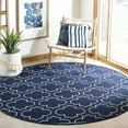 thumbnail image 3 of SAFAVIEH Dhurries Walter Geometric Area Rug, Navy/Ivory, 7' x 7' Round, 3 of 11
