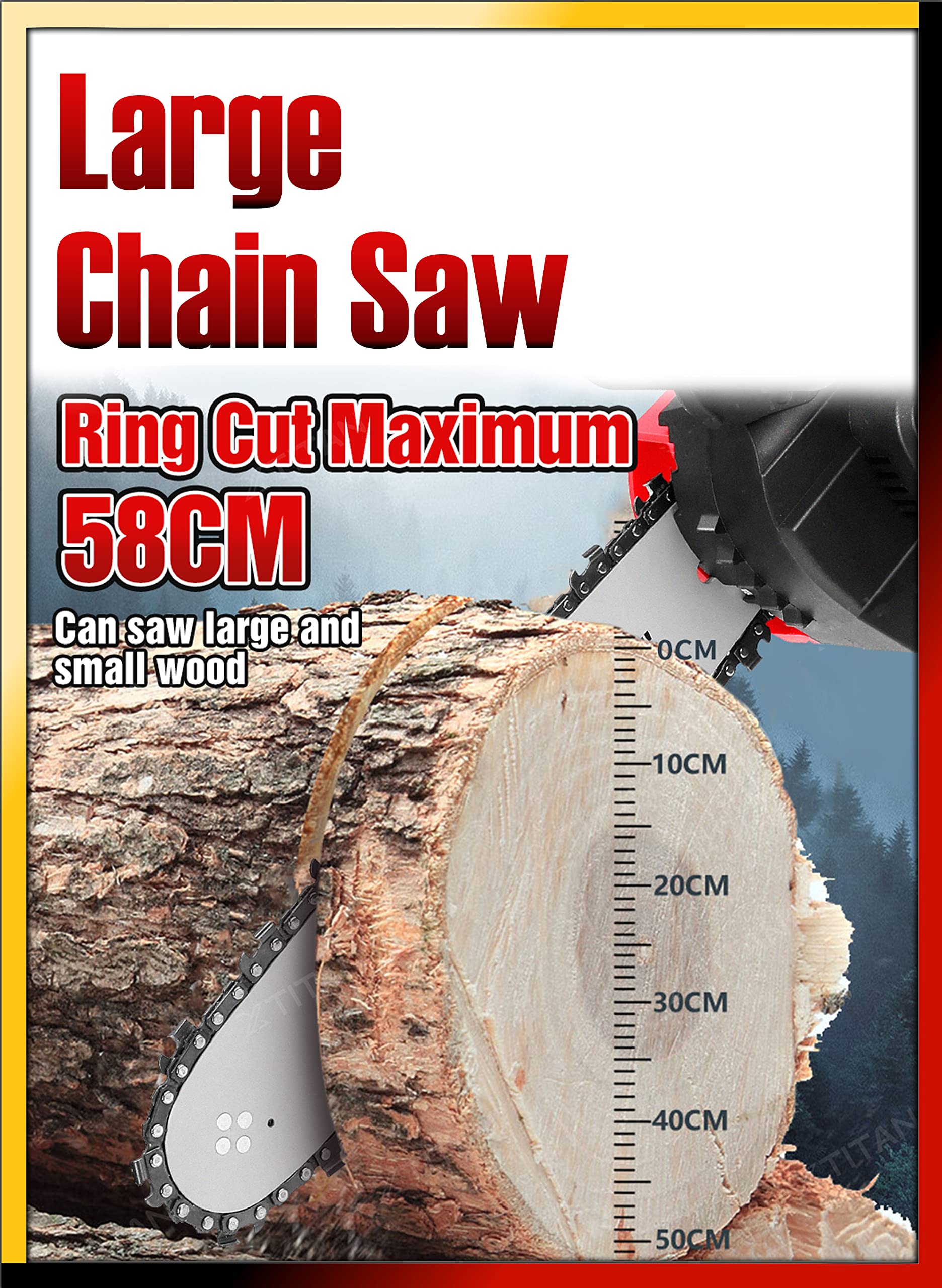 12-Inch Cordless Electric Chainsaw, 1300W Brushless Motor, 24V 3000mAh Battery, Lightweight & Powerful for Wood Cutting, Residential and Commercial Use