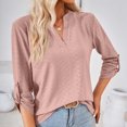 thumbnail image 5 of Npasoilc Tops for Women Trendy Textured Jacquard Long Sleeve V-Neck Button Up Cuff Lightweight Breathable Blouse Solid Color Casual Loose T-Shirts, 5 of 7