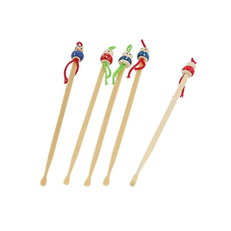 Unique Bargains Bamboo Ear Pick Spoon Curette Ear Wax Remover Cartoon Doll Decor 5 Pcs