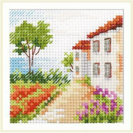 UPC: 4610009345833 | Counted Cross-Stitch Kit Road to the Sea 0-198 by Alisa Needlework Flower Nature Green