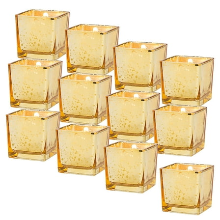 Fun Express Gold-Flecked Square Votive Candle Holders, Bulk 48 Pieces