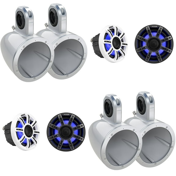 Kicker Premium Marine 6.5 51MSC65 (2 Pair ) With 12KMTESW White Enclosures UTV / Wake Boarding