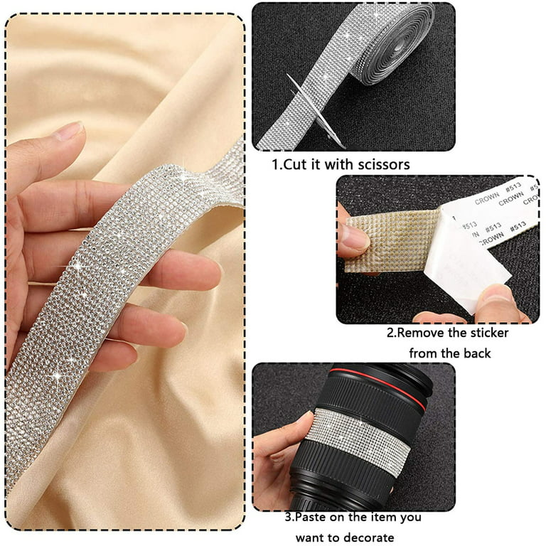 Self Adhesive Rhinestone Strips Diamond Bling Crystal Ribbon Sticker Wrap  for Craft Jewel Tape Roll with Rhinestones for DIY Car Phone Christmas  Decoration 