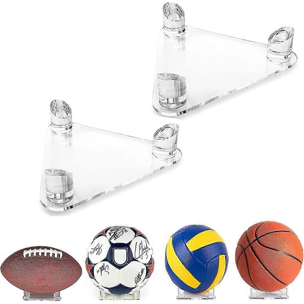 PETIT MANON 2 PCS Acrylic Basketball Stand,Clear Display Stand for Basketball,Ball Holder Storage for Basketball Football Volleyball Soccer Ball