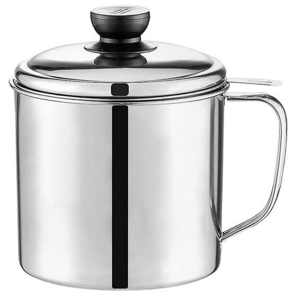 BRIGHTFUFU 1 Set Grease Container for Kitchen with Strainer Stainless Steel Oil Filter Pot Large Capacity Oil Holder for Cooking Convenient Oil Storage Can for Home