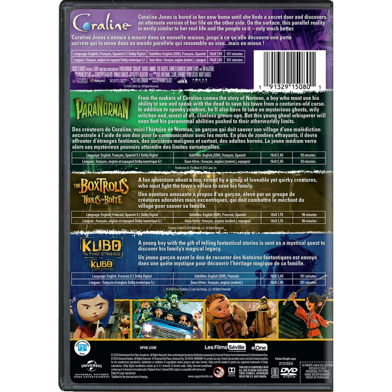 The Ultimate Laika Collection [DVD Box Set] Coraline/Paranorman/The  Boxtrolls/Kubo and the Two Strings 