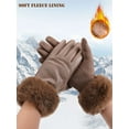 thumbnail image 3 of Deago Womens Winter Leather Suede Gloves with Fur Cuffs Thermal Touchscreen Texting Warm Driving Gloves (Khaki), 3 of 9