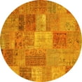 thumbnail image 1 of Ahgly Company Indoor Round Patchwork Yellow Transitional Area Rugs, 8' Round, 1 of 4