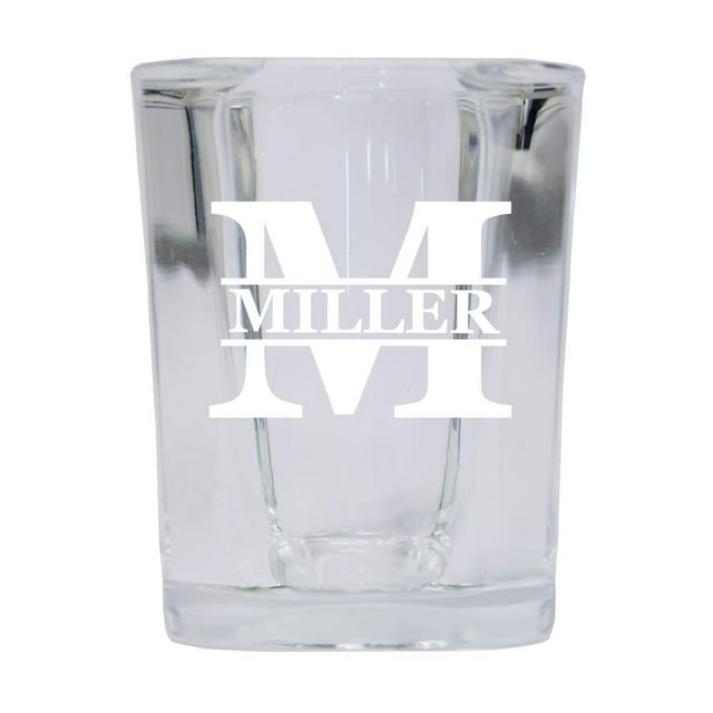 Customizable Monogram 2 Ounce Etched Square Shot Glass Engraved Personalized with Initial and Name