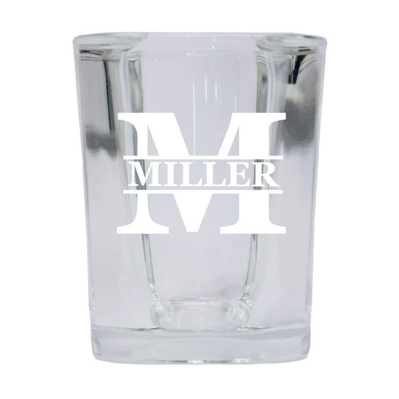 Customizable Monogram 2 Ounce Etched Square Shot Glass Engraved Personalized with Initial and Name