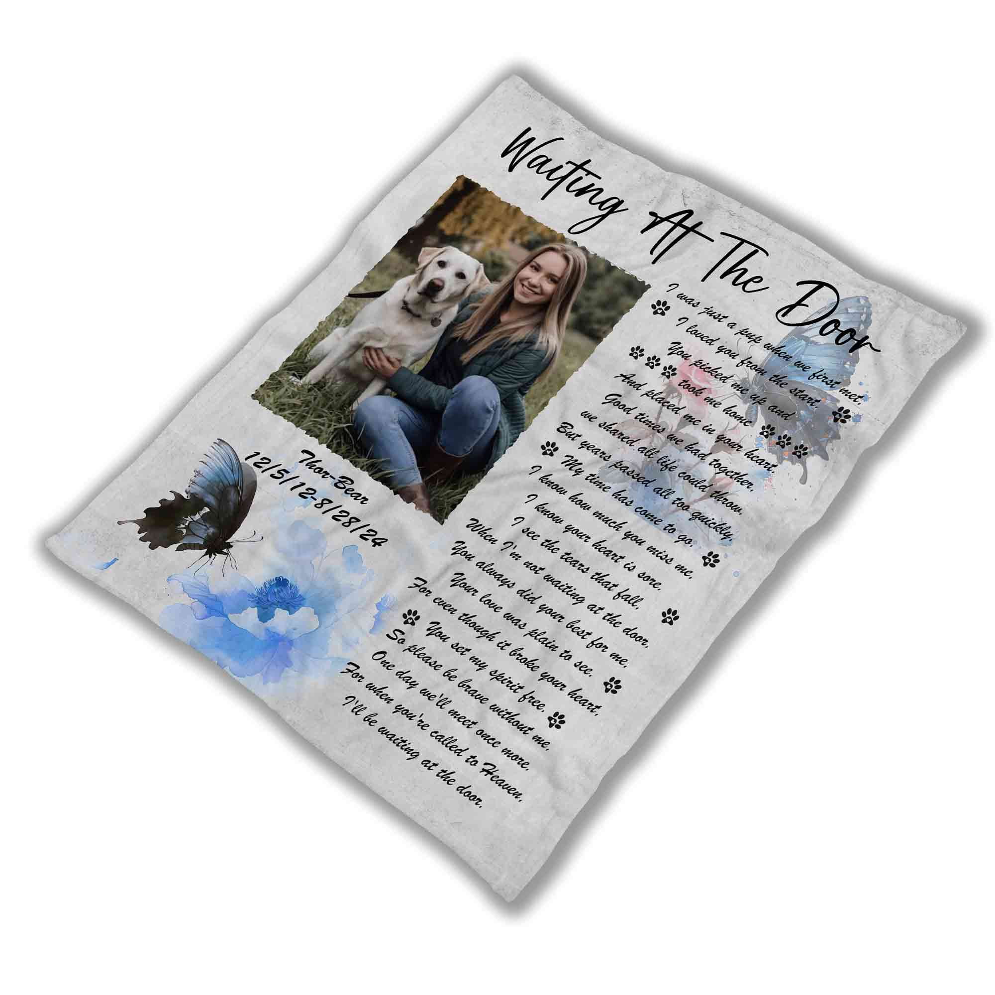 Customizaholic Personalized Memorial Photo Blanket, Pet Memorial Blanket, Dog Memorial Blanket, In Loving Memory Blanket, Dog Sympathy Gifts, Pet Loss Gifts
