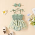 thumbnail image 5 of Douhoow Baby Girls Daisy Romper Infant Sleeveless Strap Pleated Tulle Bodysuits, 5 of 8