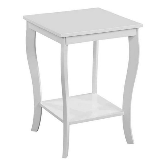 Pemberly Row Square Traditional Rubber Wood End Table in White