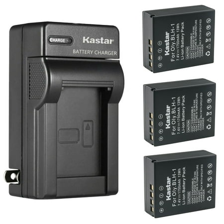 Kastar 3-Pack Battery and AC Wall Charger Replacement for Olympus BLH-1 BLH-01 PS-BLH1 Battery BCH-1 Charger OM-D E-M1 Mark II OM-D EM1 Mark II OM-D E-M1 MARKII MARK2 OM-D E-M1X EM1X Cameras