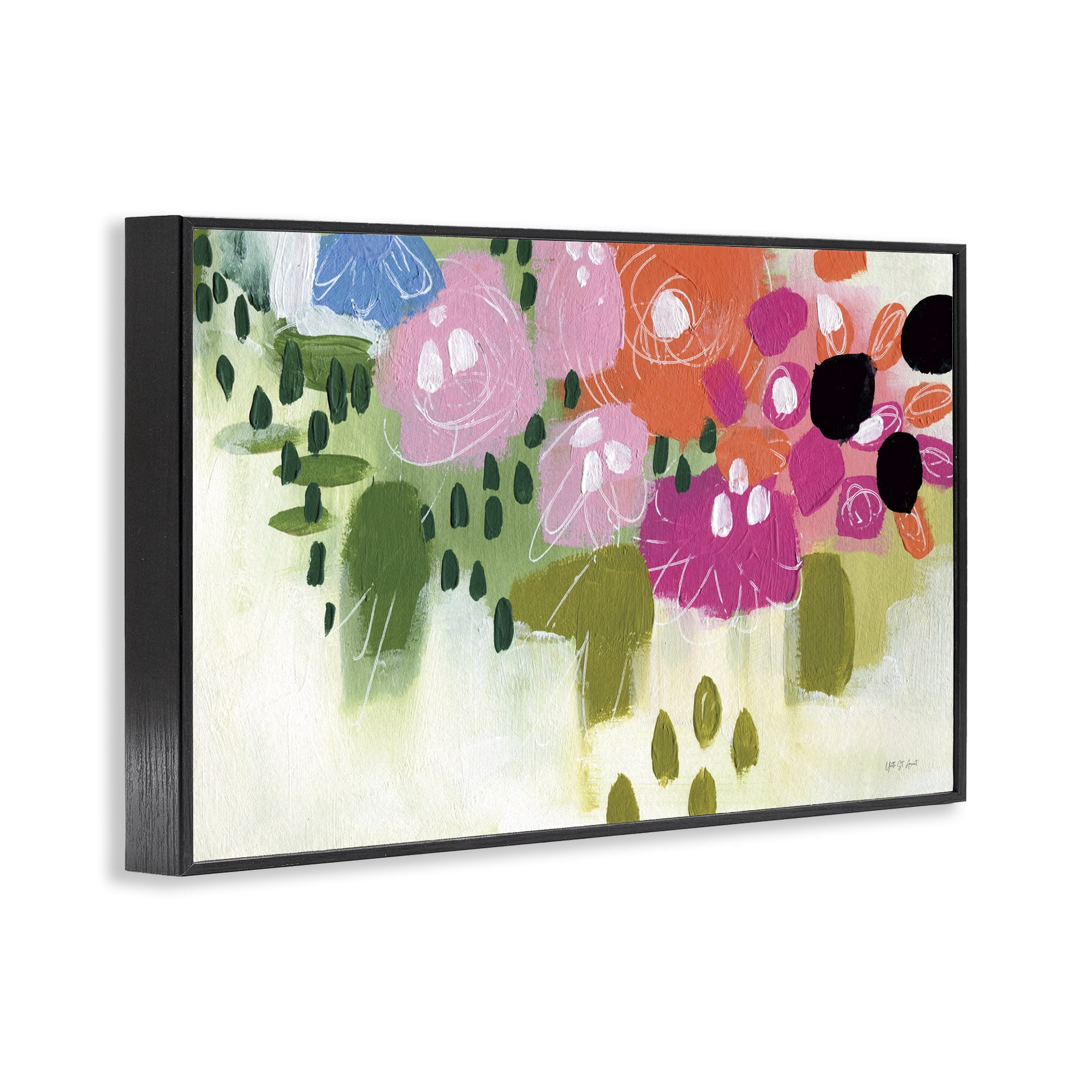 Stupell Industries Abstract Brushed Floral Botanical & Floral Painting Black Framed Art Print Wall Art, 18 x 12