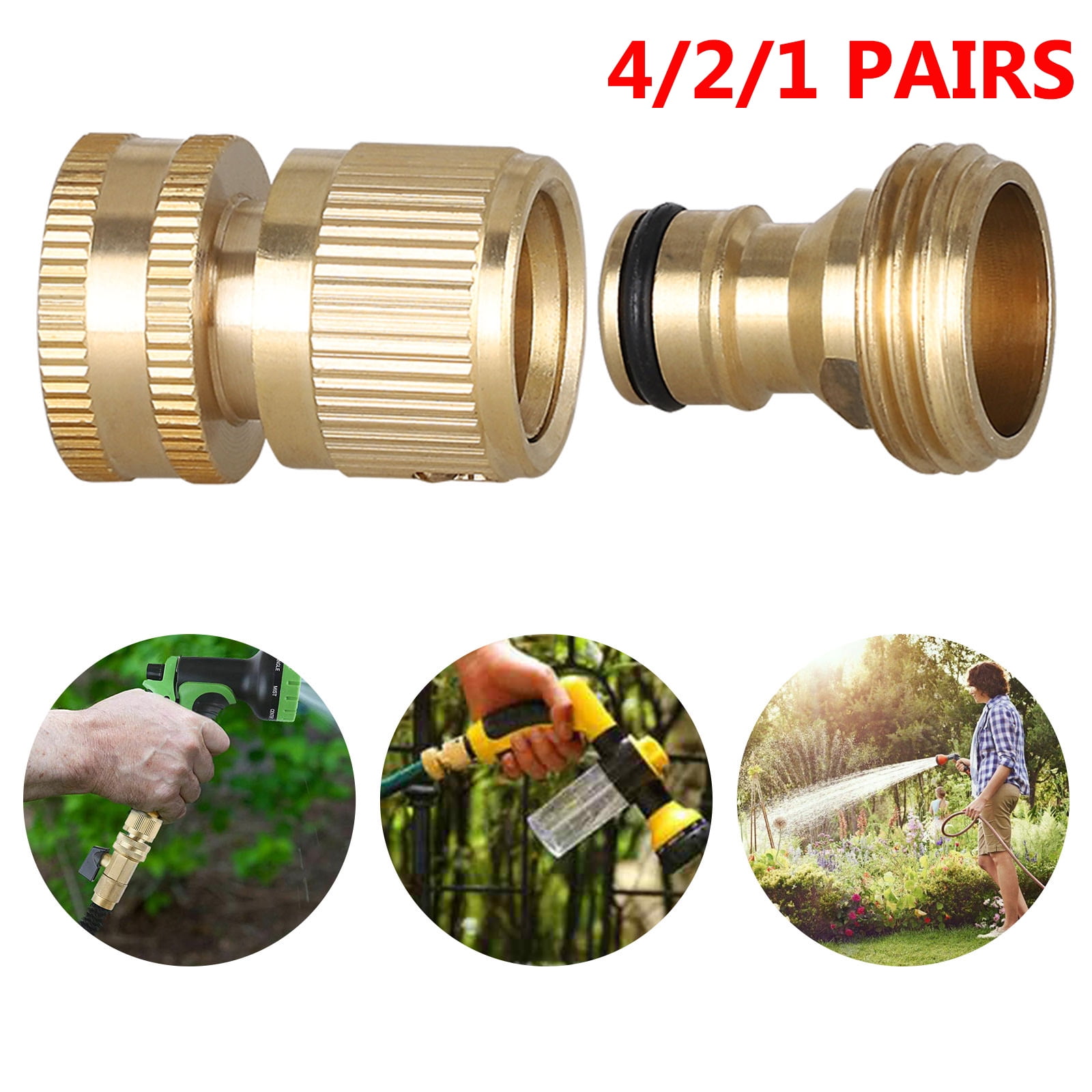 TSV 4/2/1 Pairs Garden Hose Quick Connect Fittings, 3/4 Inch Universal