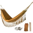 thumbnail image 6 of Upgraded Double Camping Hammocks With Anti Tip Fringe Tassels Heavy Duty Canvas Outdoor Swings Bed For Backyard Patio Home Porch Portable Garden Hammocks Q, 6 of 6