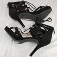 thumbnail image 2 of Top Moda Pebble-2 Women's Open Toe Lace Up Cut-Out Heel Platform Gladiator Nubuck Sandals Black 7, 2 of 7