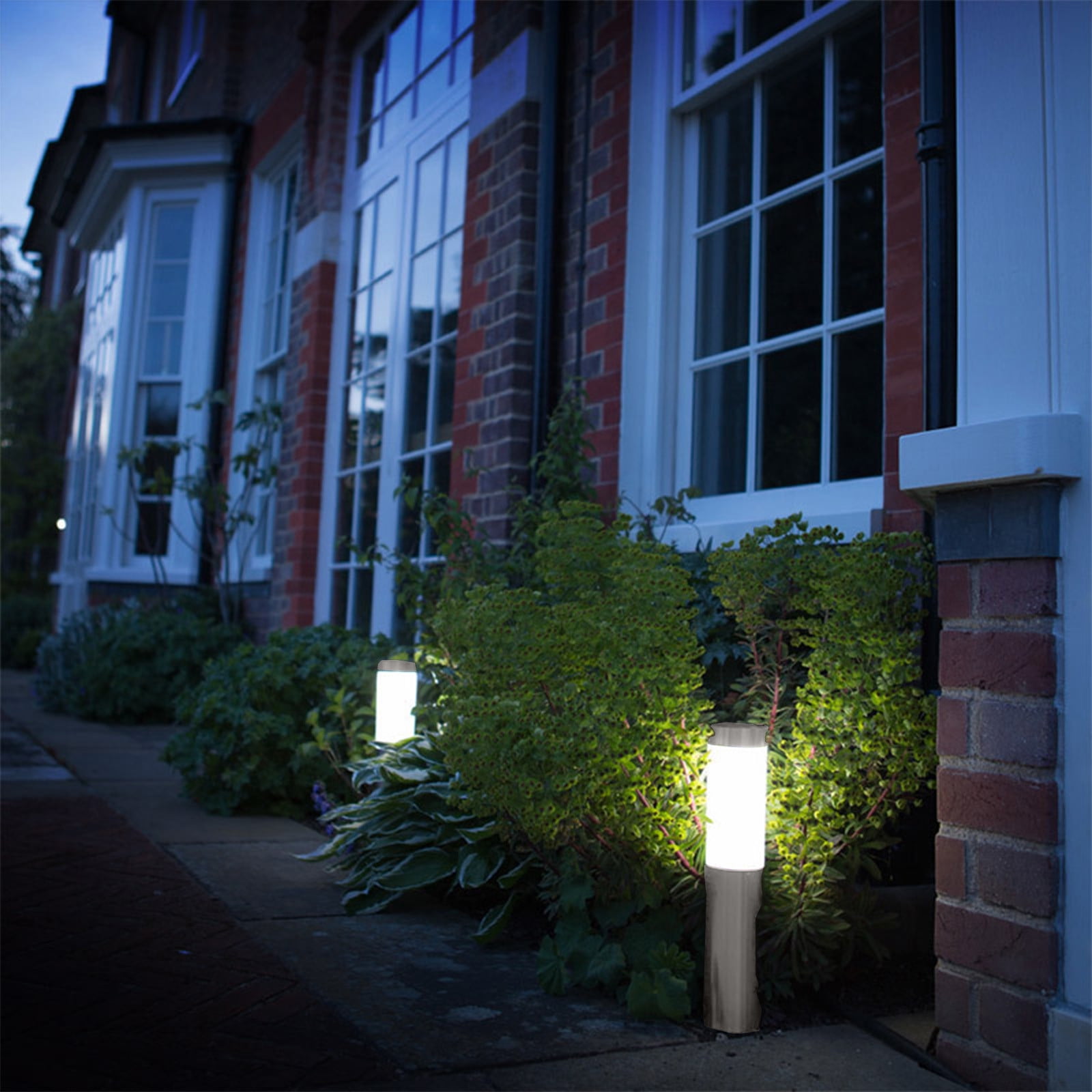 Solar LED Ground Light Outdoor Garden Lamp Round Floor Light 40cm Black Plastic Waterproof Automatic Dusk to Dawn 1 Pack