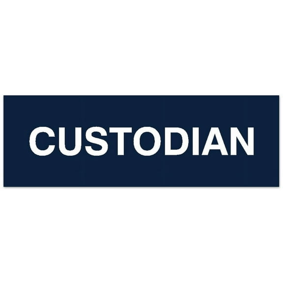 Signs ByLITA Basic Custodian Sign | Easy Installation | Durable Wall or Door Sign (Navy Blue / White) - Large