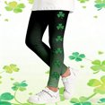 thumbnail image 2 of Tisuna Girls St Patricks Day Leggings Child Cartoon Print Elastic Waist Tight Leg Yoga Pants Fashion Stretchy Little Girls Play Holiday Festive Outfits Green1 Size 18-24 Months, 2 of 6