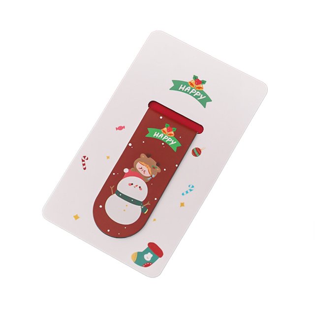 Cateissary Marcapáginas de piedra imán de Navidad, marcadores de página de estilo bonito, Clip de muñeco de nieve de Navidad plegable, carpeta Suministros de escritura y corrección Muñeco de nieve