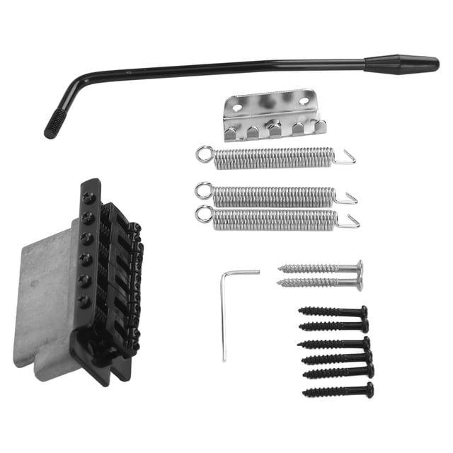 Guitar Tremolo Bridge Set, 6 String Wide Application Easy Installation Electric Guitar Bridge Metal for Replacement Silver,Black