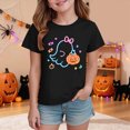 thumbnail image 2 of KPOPLK Kids Halloween T-Shirt Toddler Girls Cute Fall Pumpkin Ghost Print Tee Short Sleeve Shirt Size 13-14 Years,Black, 2 of 5
