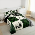 thumbnail image 4 of Feelyou Moose Bear Animal Bedding Comforter Set, Green Check Patchwork Twin Comforter Sets, Farmhouse Hunting Theme Reversible Bedding Set, Breathable Home Decor, 2 Pieces, 4 of 9