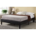 thumbnail image 2 of Modern Espresso Brown Bonded Leather Platform Bed with Wooden Slats, 2 of 2