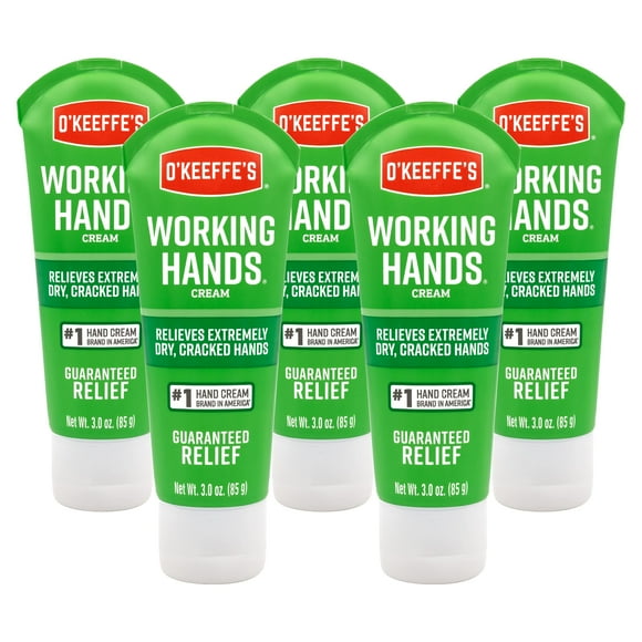 O'Keeffe's Crème pour les Mains Working Hands pour Sécheresse Extrême - Tube de 3 oz (Lot de 5) - Soin Réparateur pour Mains Fissurées et Sèches