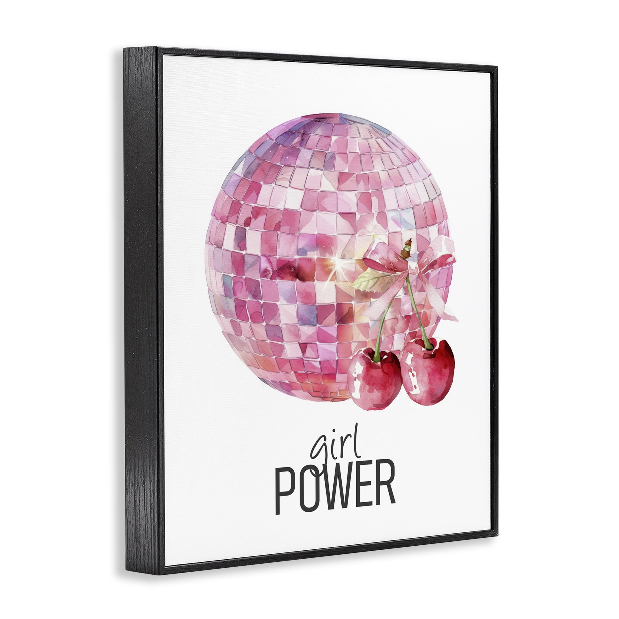 Girl Power Disco Cherries Black Framed Giclee Art, design by Kim Allen