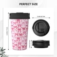 thumbnail image 3 of Balery Pink bows Pattern Insulated Coffee Travel Mug Stainless Steel Vacuum Coffee Cup Leakproof with Screw Lid Coffee for Hot/Iced Beverage - 500ml, 3 of 8
