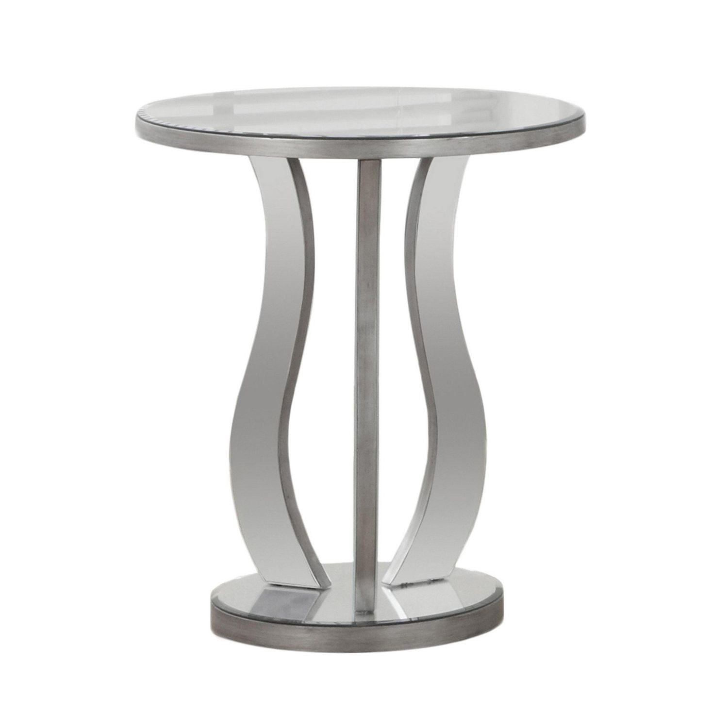 Monarch Specialties Accent Table, Side, End, Nightstand, Lamp, Living Room, Bedroom, Clear Mirror, Grey, Transitional