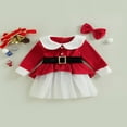 thumbnail image 3 of 0-6Y Noël Bébé Fille Robe Manches Longues Patchwork Maille Ourlet Taille Haute Partie Décontractée Robe + Ceinture + Bandeau Rouge 5-6 Ans, 3 of 7