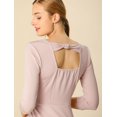 thumbnail image 3 of Allegra K Vestido De Fiesta Acampanado Corte Ajustado Cuello Cuadrado Espalda Abierta Trabajo Negocio Oficina Para Mujeres Rosa M Unique Bargains lápiz, 3 of 6