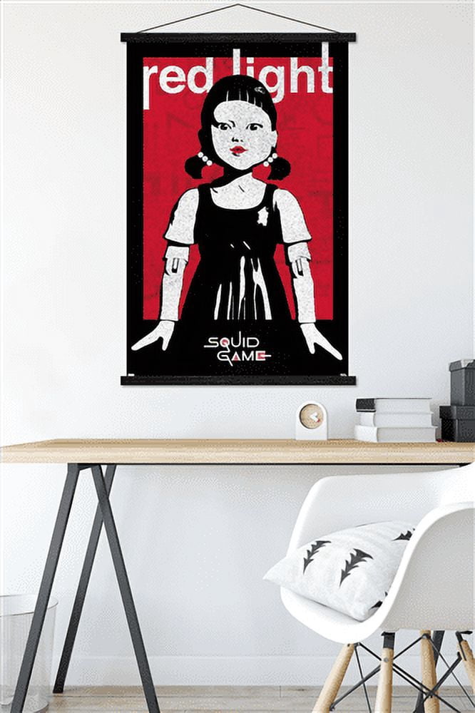 Netflix Squid Game - Red Light Wall Poster with Wooden Magnetic Frame, 22.375" x 34"
