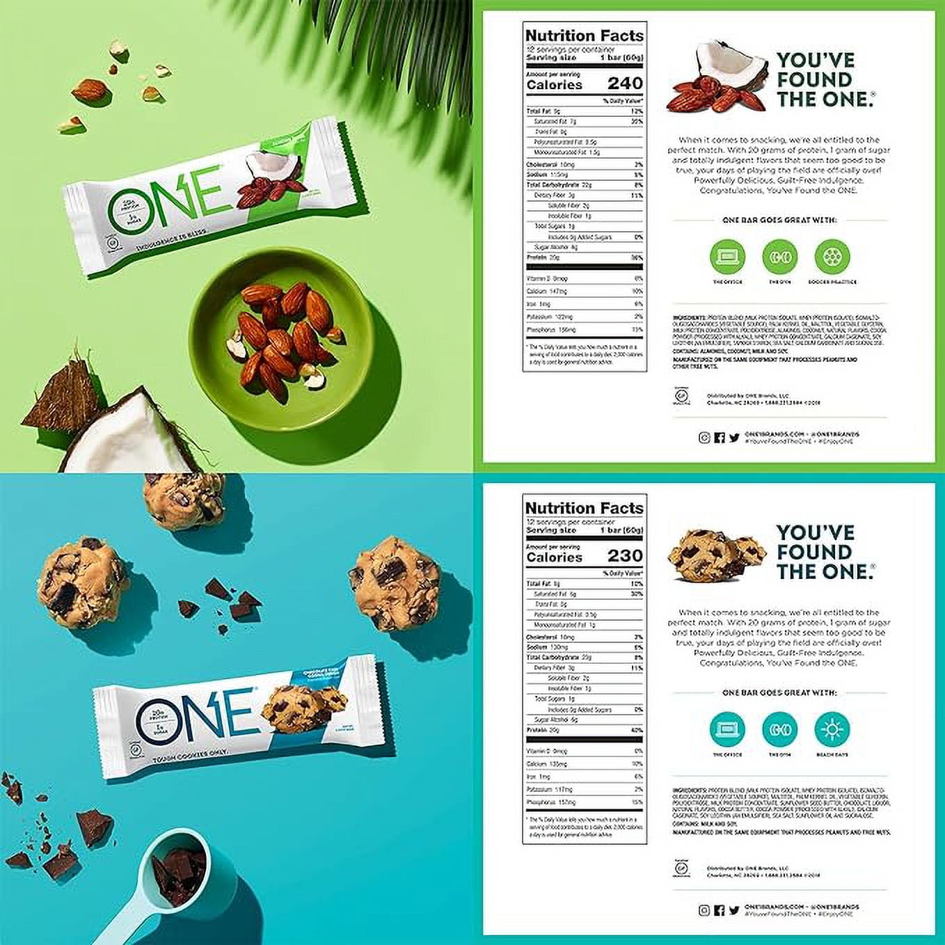 One Protein Bars, Variety Pack Sampler, Gluten Free 20g Protein and Only 1g Sugar, 2.12 oz Bars (10 Pack)