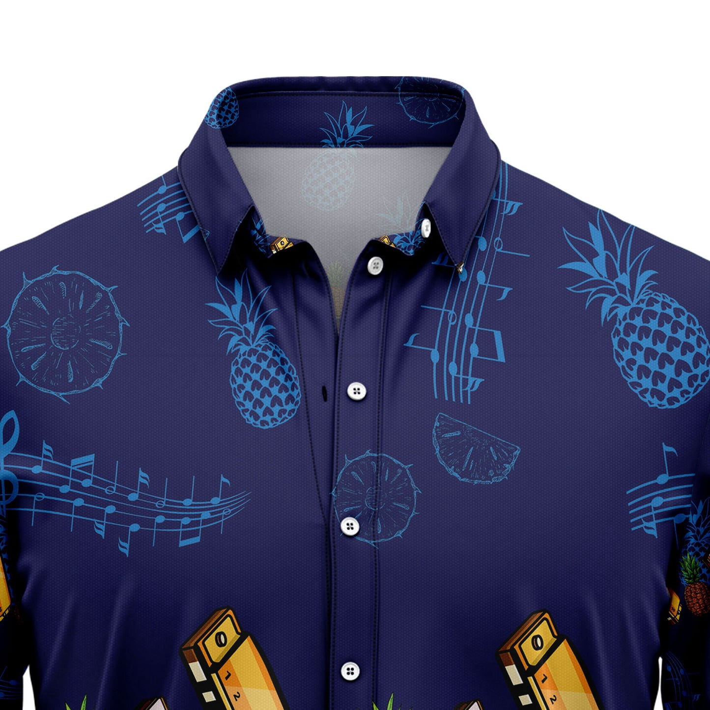 Harmonica Musical Instrument Aloha Hawaiian Shirt