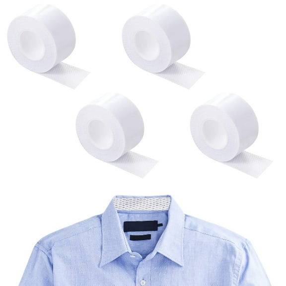4 Pcs Disposable Collar Protector, 1.18in x 26ft Self-adhesive Shirt Collar Protector Comfortable Collar Shirt Neck Liner Invisible Protector Hat Sweat Liner Against Sweat Stains