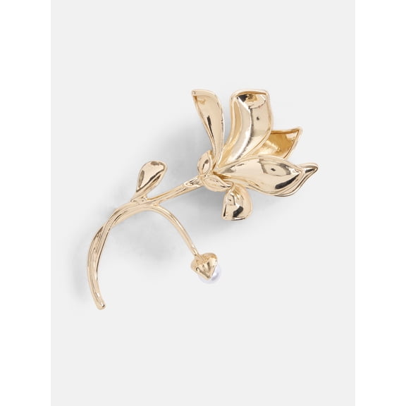 Scoop Floral Brooch, Gold-Tone