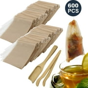 600PCS Disposable Tea Filter Bags Empty Tea Bags Paper Coffee Filter Bags Used for Loose Leaf Tea And Coffee (4-SIZE, Nature Brown )