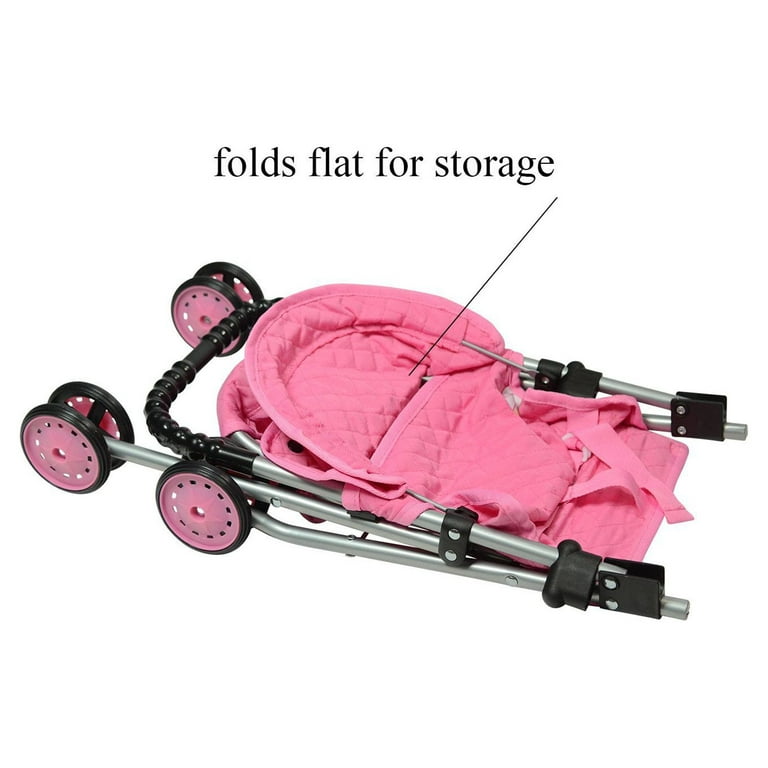 First Doll Stroller for Kids Pink Quilted Toy for Child