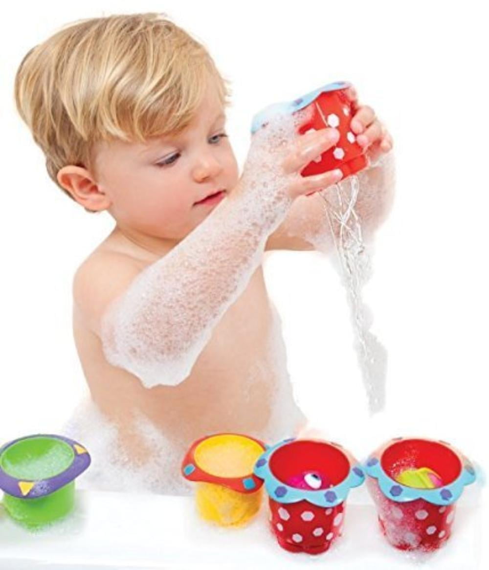 Bath Time Fun Splish Splash Cups, Includes 5 colorful bath time