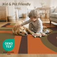 thumbnail image 4 of ODIKA 9'x12' Washable Area Rug Low Pile, Flatwoven, Orange Olive Geometric Abstract Art Design Rectangular with Bold Circular Motifs for Great Room, Indoor Concept, Large Living, 4 of 7